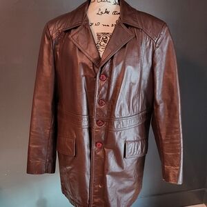 Men's Vintage Dark Brown Leather Coat